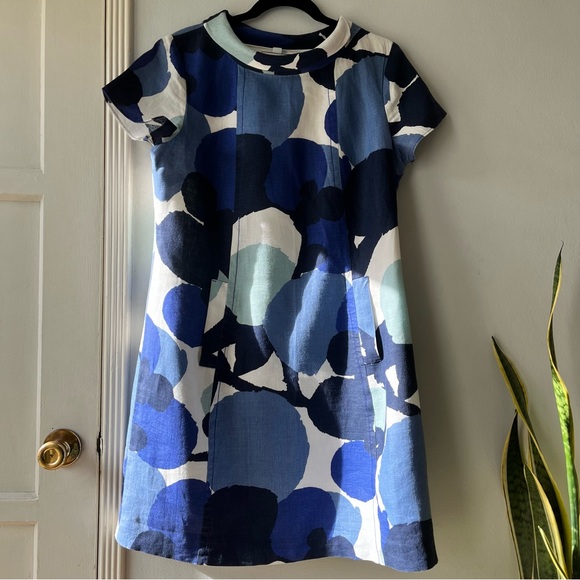 Boden Dresses & Skirts - Boden•Blue Linen Abstract Floral Shift Dress•Sz 10